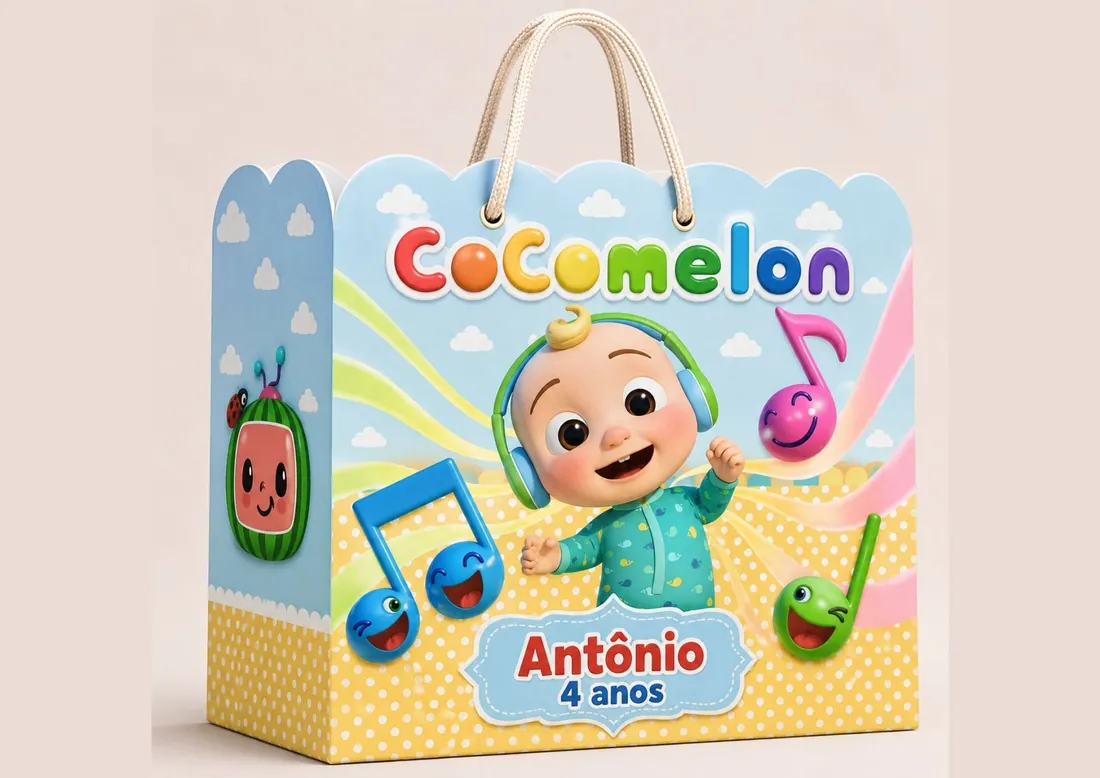 Detalhe real de sacola personalizada do Pack